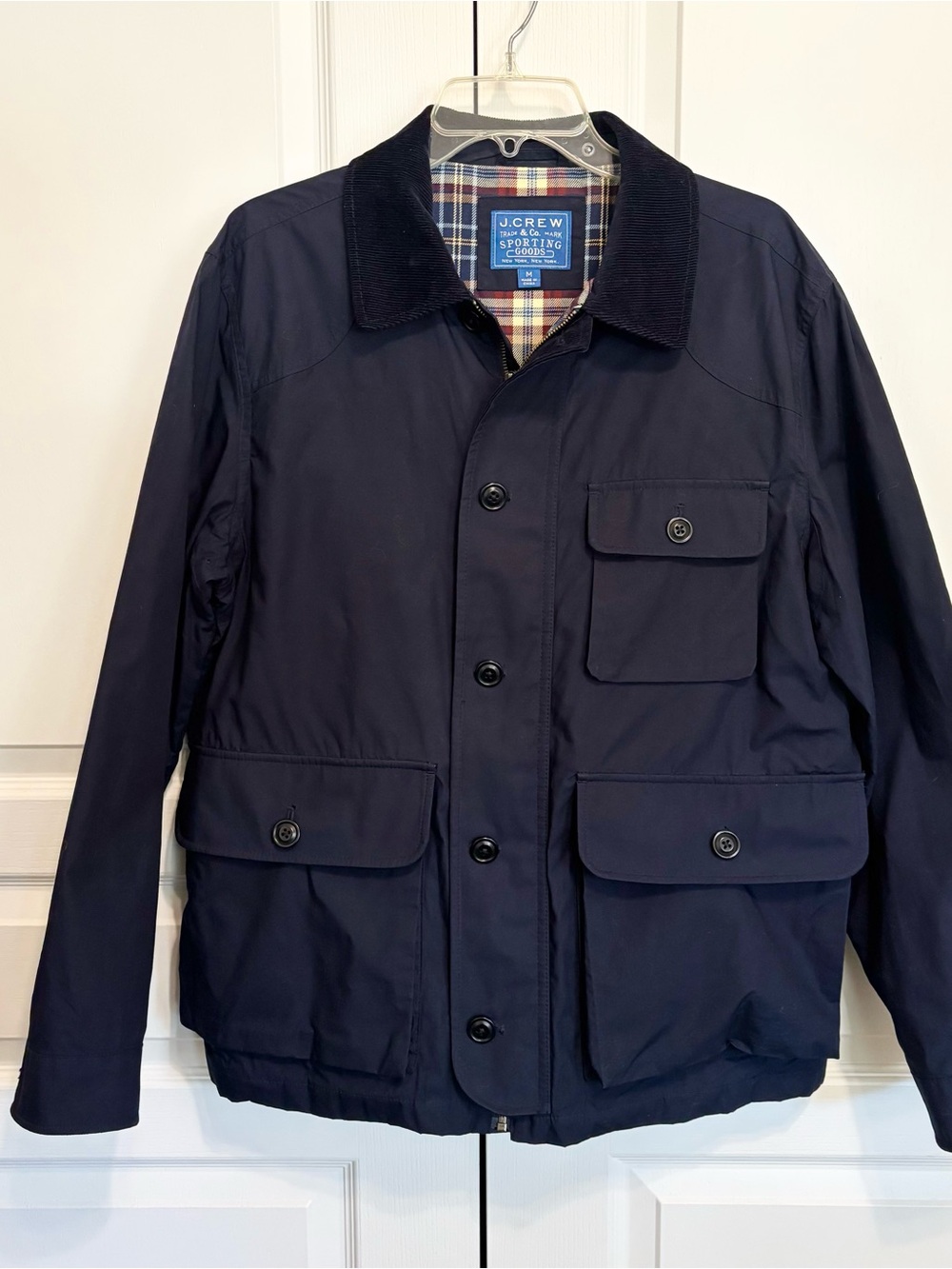 J. Crew Sporting Goods Navy Trapper Field Jacket Coat Full Zip Lined Men’s med